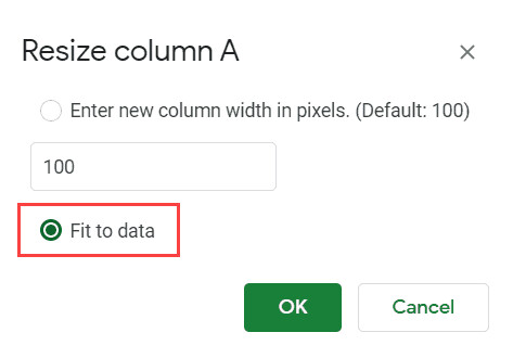 Cách căn chỉnh độ rộng của cột trong Google Sheets